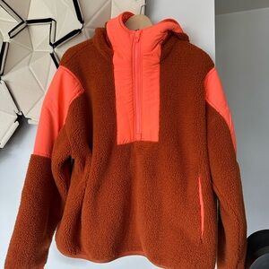 Free people movement leave the pack fleece pull over small coral / orange